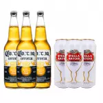 3 CORONA 710 + 3 LATAS STELLA 473ML