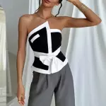 Blusa S blanco con negro 0018