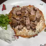 Taco encostrado de arrachera