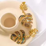 Aretes de hoja verde Inox.