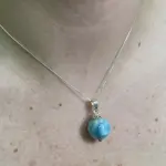 Cadena bola  Larimar Plata