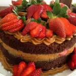 Bolo caramelo com morango