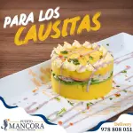 Causa acevichada con langostinos