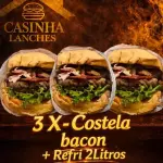 3 X-Costela Bacon + Refri 2lt