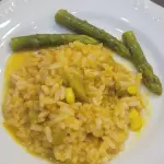 Arroz arboreo, frango, aspargo
