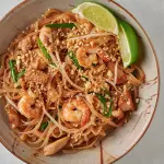 Pad Thai de Pollo, Cerdo y Camarones