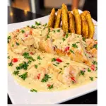 Pechuga rellena de camarones