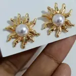 Aros sol pequeño con perla