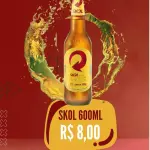 TODA QUARTA - SKOL 8,00 REAIS CADA
