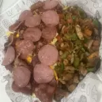 Fritas inteira com bife de porco