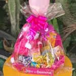 Cesta de chocolate c/ urso rosa