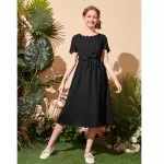 Vestido con cinturón ribete
