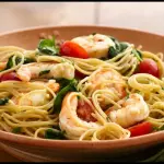 Pastas con Camarones al ajillo