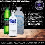 Absolut Vodka + Evervess + Hielo