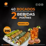 40 Rollos + 2 Té + 2 postres