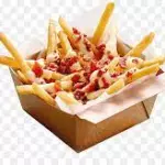 Porcion de fritas con cheddar y baco