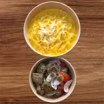 Fetuccini Huancaína con Lomo Saltado