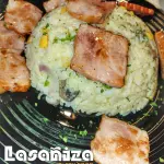Arroz lasañiza y tocineta ahumada