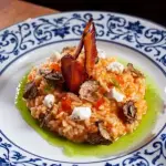 Risoto de tomate, boursin e pancetta