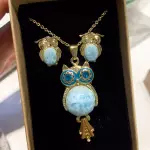 Set Búho Larimar con aretes