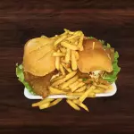Milanesa en 2 panes con papas fritas