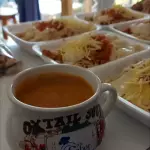 Sopa crema de arvejas y panceta