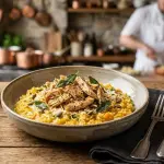 Risoto de abóbora com frango