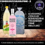 Russkaya Pink 750ml+Schweppes+Hielo