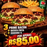 3 Prime Bacon 1 Batata 1 Guaraná 1L