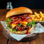 hamburguesa doble carne con papas