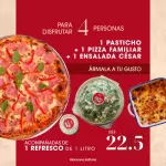 Arma tu pizza + pasticho + ensalada