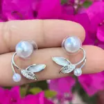 Aros plateados con perla