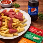 Choripapas + pepsi