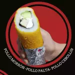 Handroll morrón- pollo- queso crema