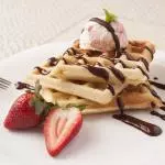 Waffle con helado