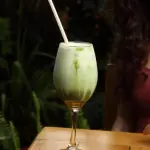 Iced matcha latte caramel