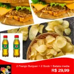 2 frango burguer+ Batata Chip +2Goob