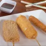 Kushiage de camarón con queso