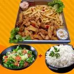 Filé de Peixe Fritas Arroz Salada