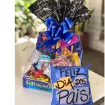 Cesta de chocolate pai com almofada