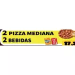 2 Pizzas Medianas, 2 Bebidas