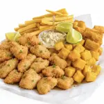 Tabua de petisco com peixe (Tilapia)