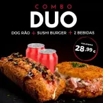 Dog Rão + Sushi Burger + Bebida Lata