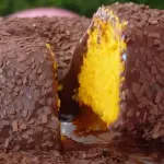 Fatia de bolo vulcão de cenoura