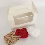 Caja 2 Cupcakes Blanca Con Asas