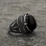 Round Black Stone Ring