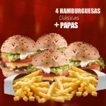 4 Hamburguesas + papas