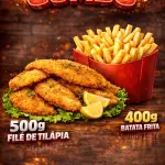 File de tilápia com fritas