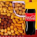 150 salgadinhos + Coca-cola 2L