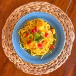 Spaguetti en salsa de langostinos